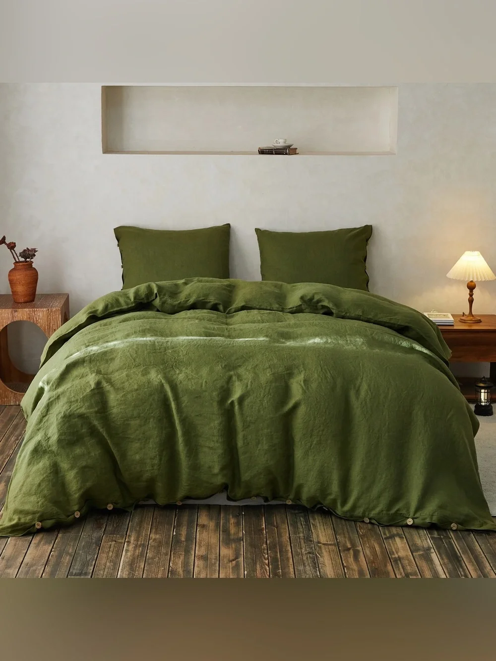 Simple Opulence Linen king Duvet Cover Set - Button Loop